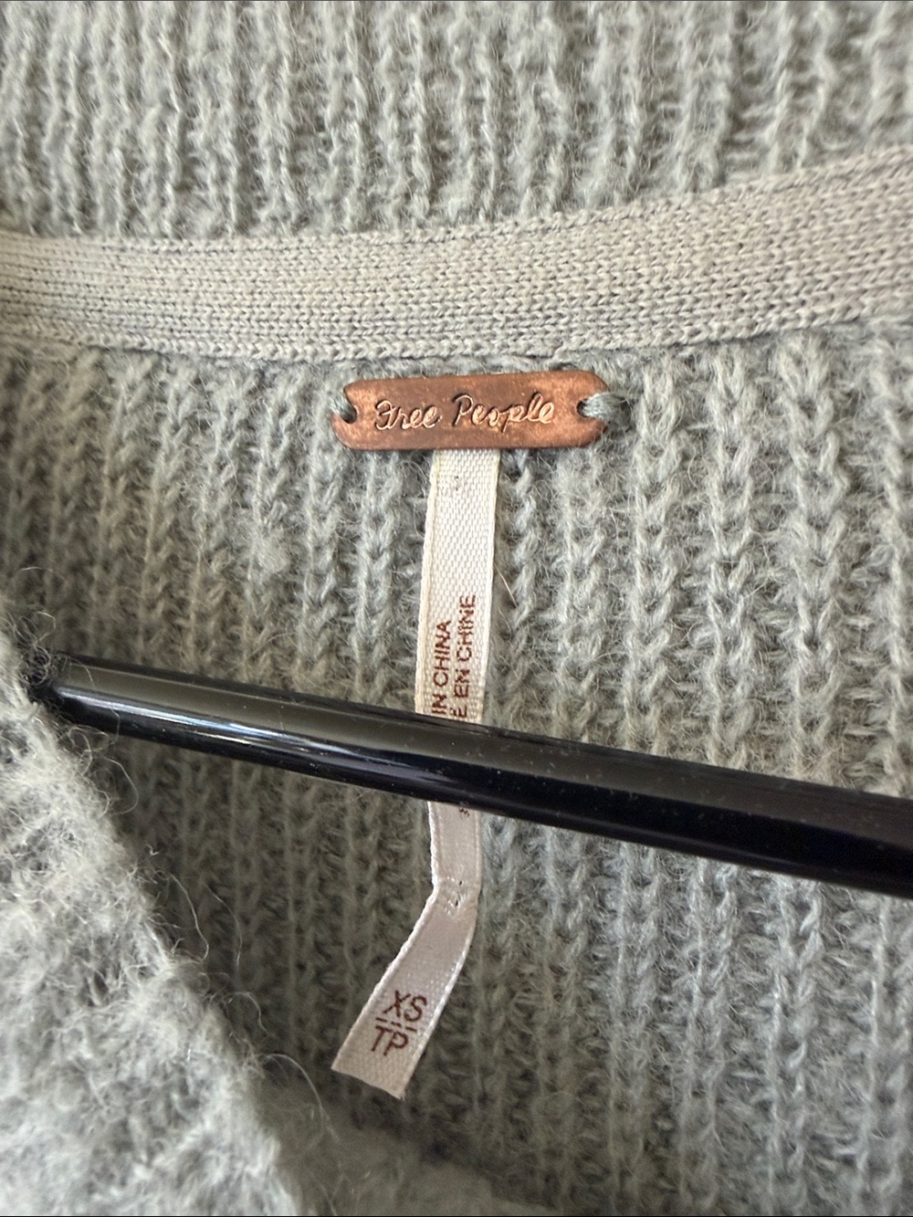 Free People Ombre Crewneck Sweater in Gray, Mint, and White - Picture 4 of 6